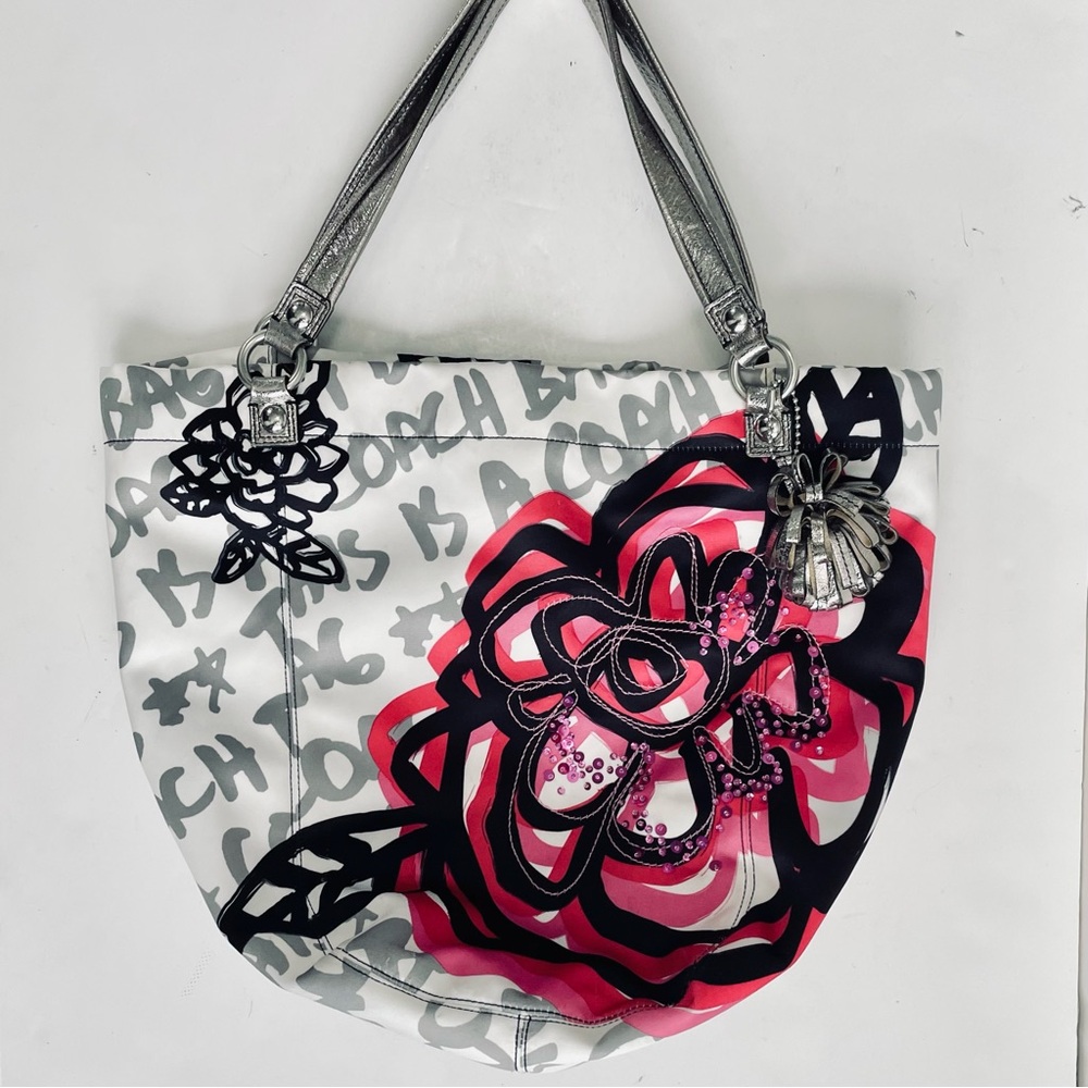 Coach White and Pink Floral Tote